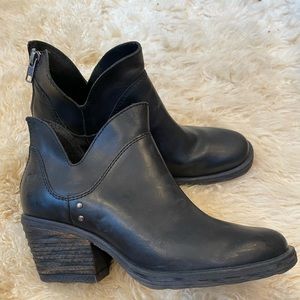 Born leather heeled ankle booties